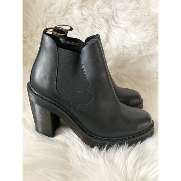 DR MARTENS Hurston Chelsea Lug Sole Heel Leather Boots 9 Black - Picture 8 of 11